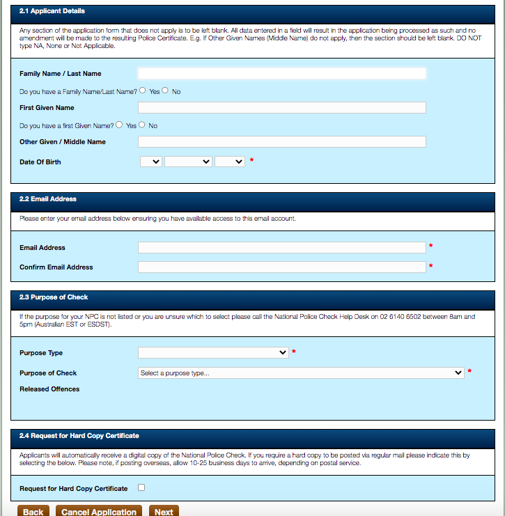 Solicitar Police check en Australia, paso 3