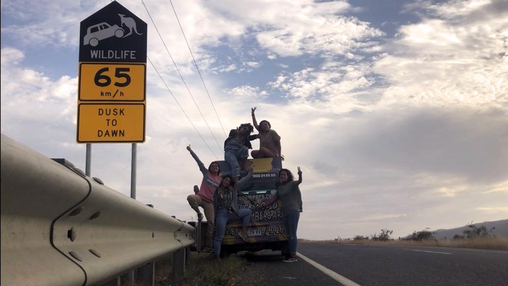 grupo de amigos en una furgoneta