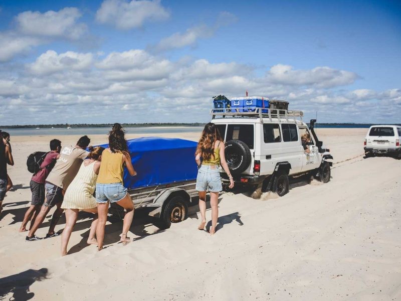 Students in Fraser Island, Australia